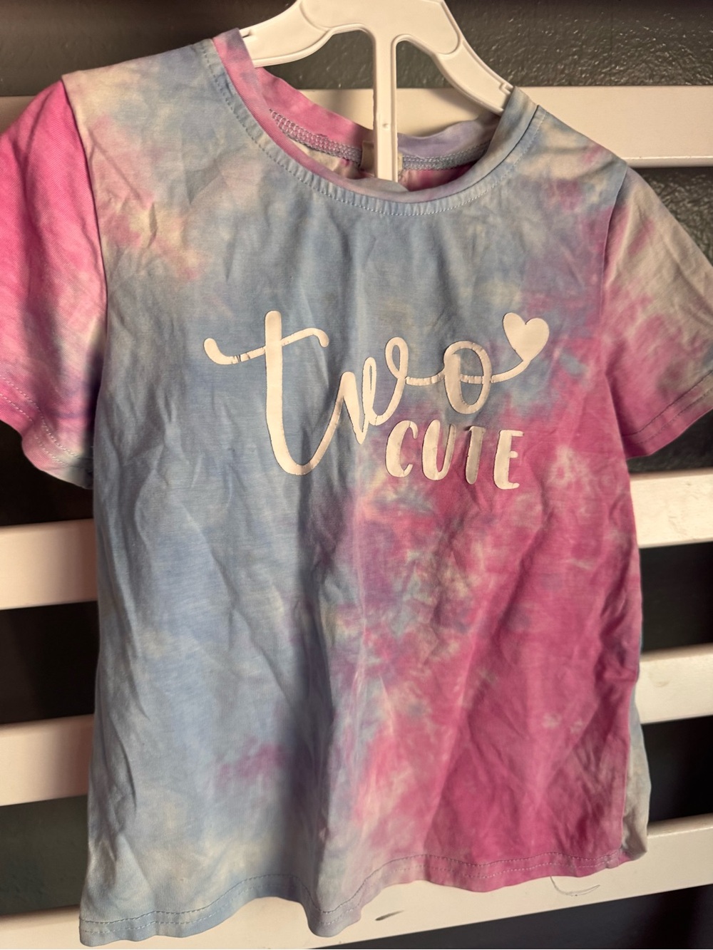 Two Cute Tie-Dye Short Sleeve Tee - Pink & Light Blue